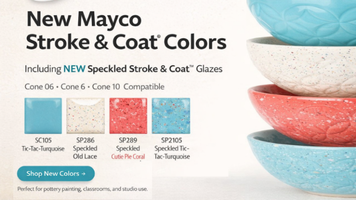 New Mayco Stroke and Coat Colors 2026 glazes