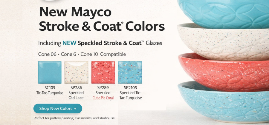 New Mayco Stroke and Coat Colors 2026 glazes